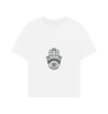 White HAMSA \/ EVIL EYE SYMBOL Yoga Oversized T-shirt | White T-Shirt