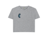 Athletic Grey Seahorse White Crop Top | White T-shirt | White Tops for Women